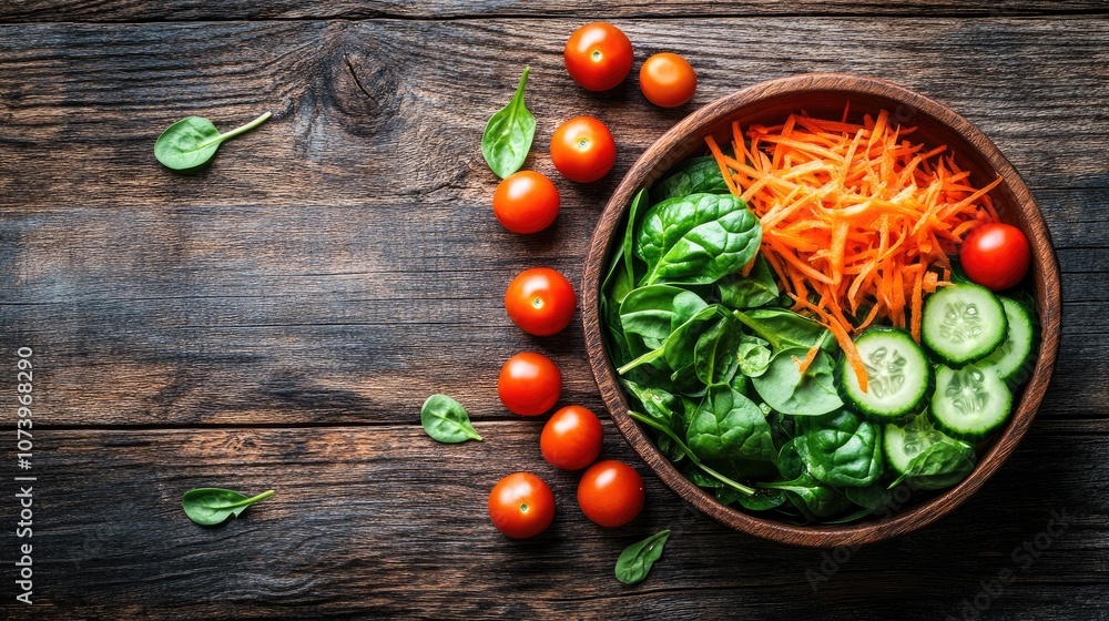 Fresh Vegetable Salad with Spinach and Cherry Tomatoes Fresh Vegetable Salad with Spinach and Cherry Tomatoes