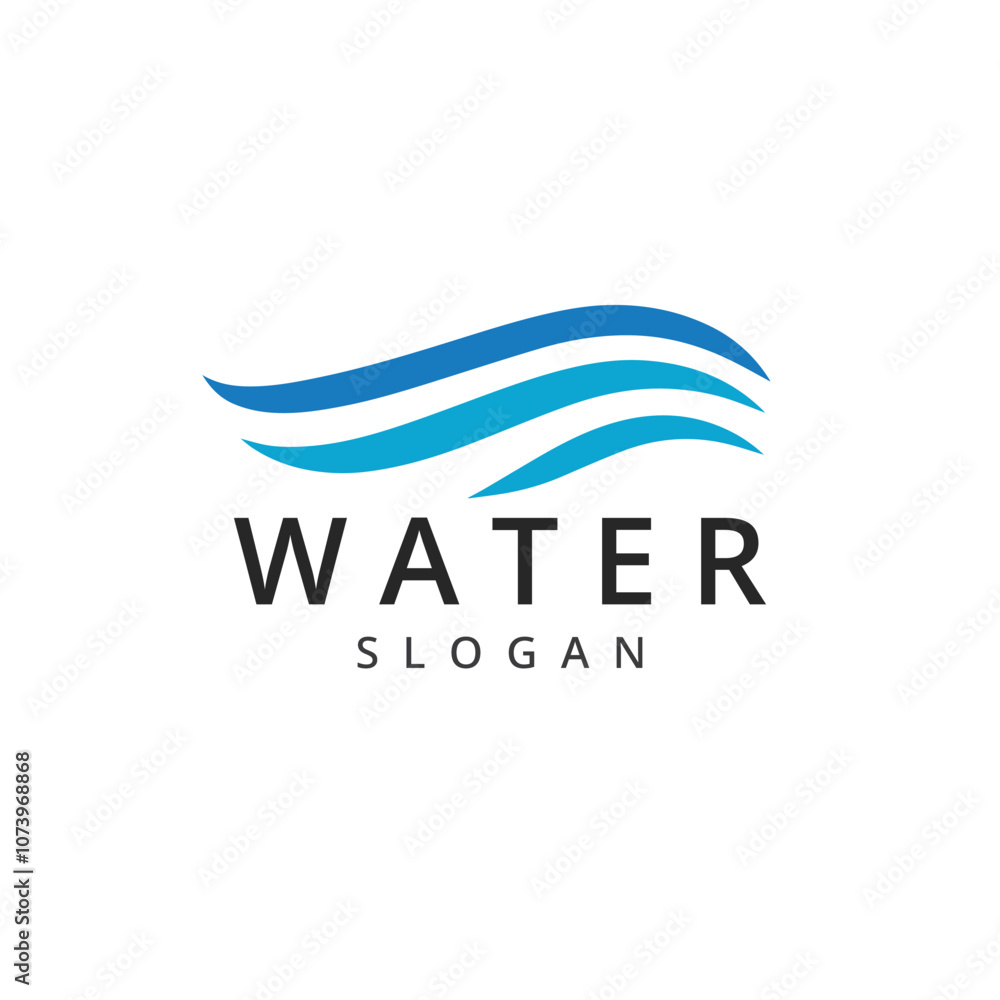 Fototapeta premium Water logo design template, Drop water and wave symbol
