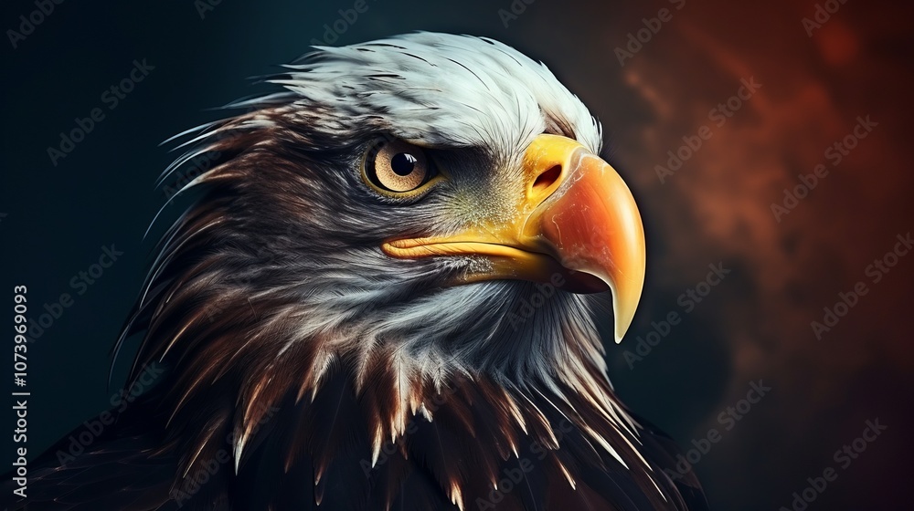 Obraz premium Close-Up of Eagle on Dark Background. Generative AI.