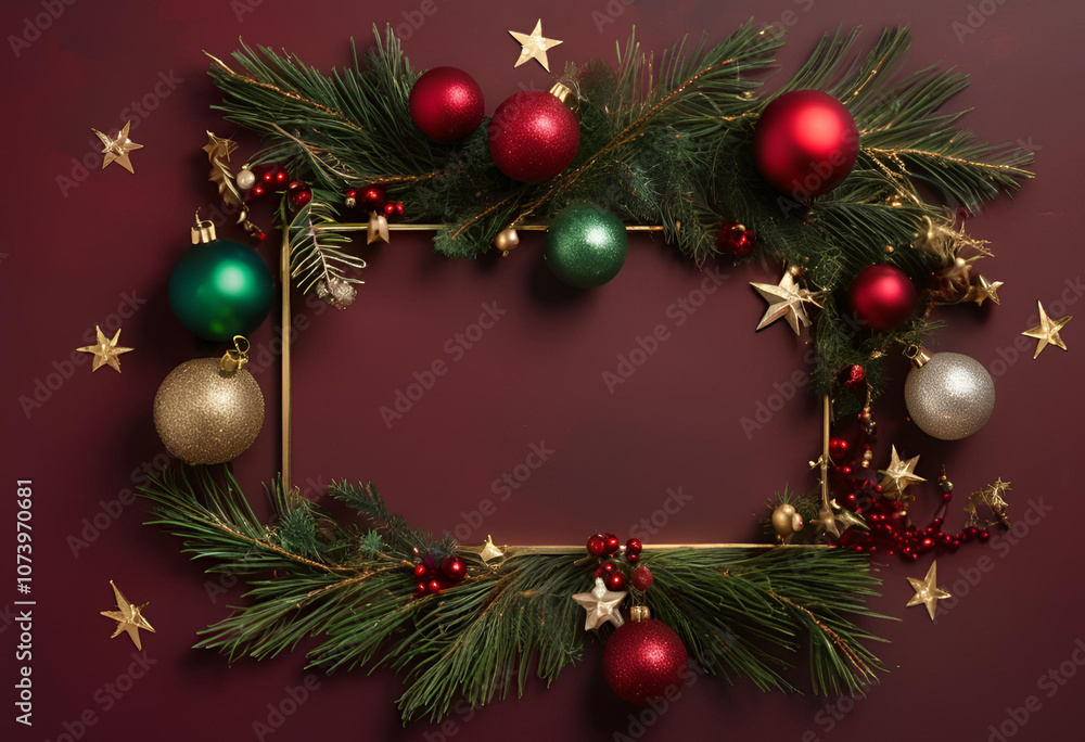 Festive Red Background with Holiday Ornaments
Festive Red Background with Holiday Ornaments