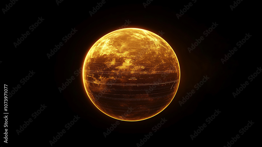 A golden planet Earth with data lines on a simple black background in the dark orange and gold style, with a soft glow A golden planet Earth with data lines on a simple black background in the dark orange and gold style, with a soft glow