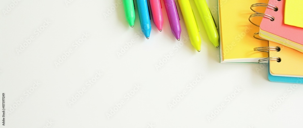 Colorful Stationery Arranged on a White Background Colorful Stationery Arranged on a White Background