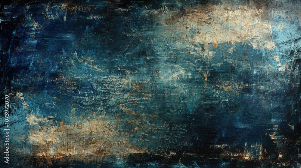 An abstract artwork featuring a textured blue background with hints of gold and brown. The colors blend beautifully, creating depth. An abstract artwork featuring a textured blue background with hints of gold and brown. The colors blend beautifully, creating depth.