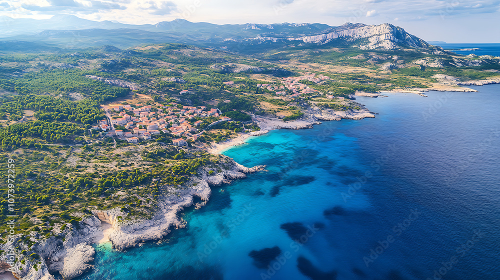 Obraz premium A top view aerial photo of a stunningly beautiful sea landscape