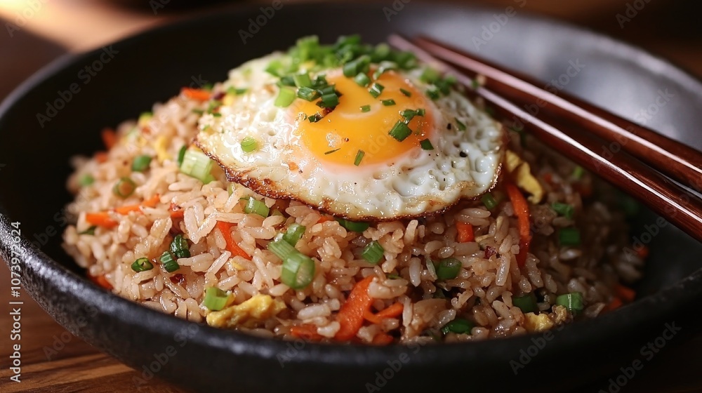 Rustic Plate of Garlic Fried Rice with Vegetables Rustic Plate of Garlic Fried Rice with Vegetables