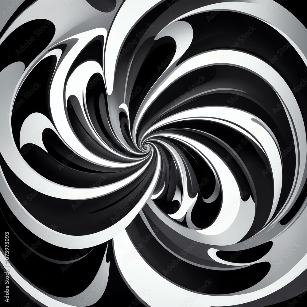 Fototapeta premium Cute silver and black symmetrical centered swirl background