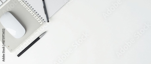 Wallpaper Mural Modern Home Office Setup with Wireless Mouse, Notebook, and Stylus Pen Torontodigital.ca