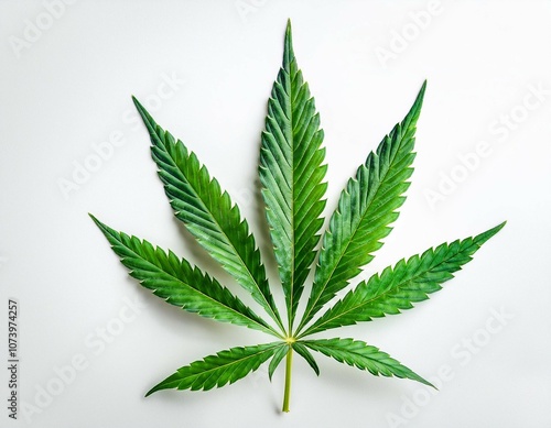 fresh and healthy green cannabis leaf isolated on white background cbd medical marijuana plant weed and drug concept