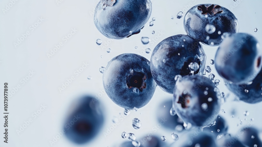Blueberries in Motion, vibrant berries cascading onto a clean surface, highlighting their luscious texture and deep blue hue, evoking freshness and vitality. Blueberries in Motion, vibrant berries cascading onto a clean surface, highlighting their luscious texture and deep blue hue, evoking freshness and vitality.