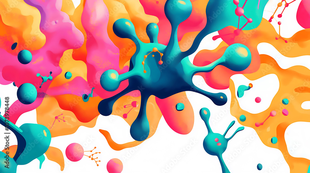 Fototapeta premium Colorful illustration of key moodenhancing hormones oxytocin serotonin endorphin and dopamine educational infographic