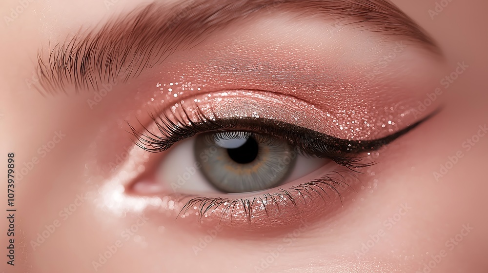 Obraz premium photorealistic eyes with extravagant makeup. Pink