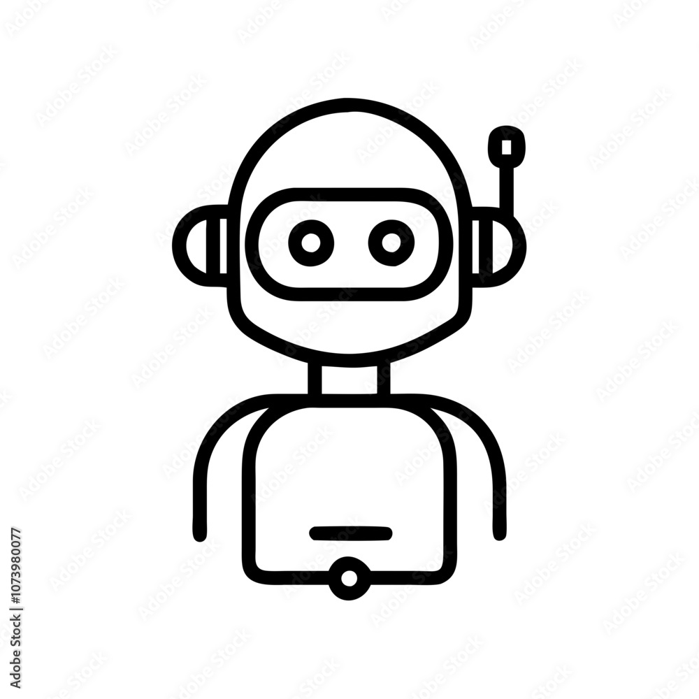 Robot assistant concept with friendly robot character on white background Robot assistant concept with friendly robot character on white background