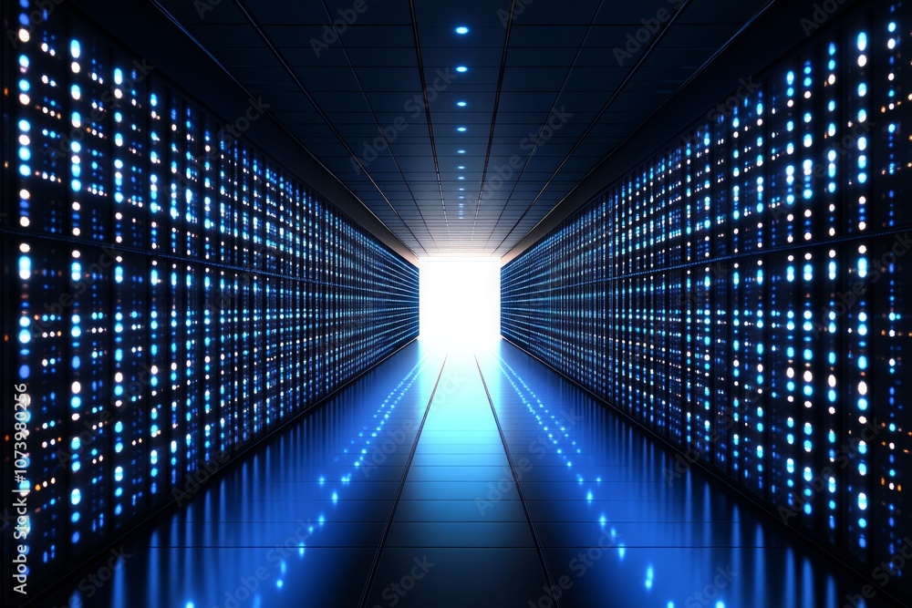 blue tunnel with light, large data blue tunnel with light, large data