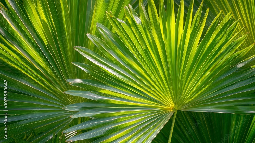 Layered Palm Leaves, vibrant green foliage overlapping to create a sense of depth and texture, ideal for enhancing nature-themed designs and backgrounds Layered Palm Leaves, vibrant green foliage overlapping to create a sense of depth and texture, ideal for enhancing nature-themed designs and backgrounds
