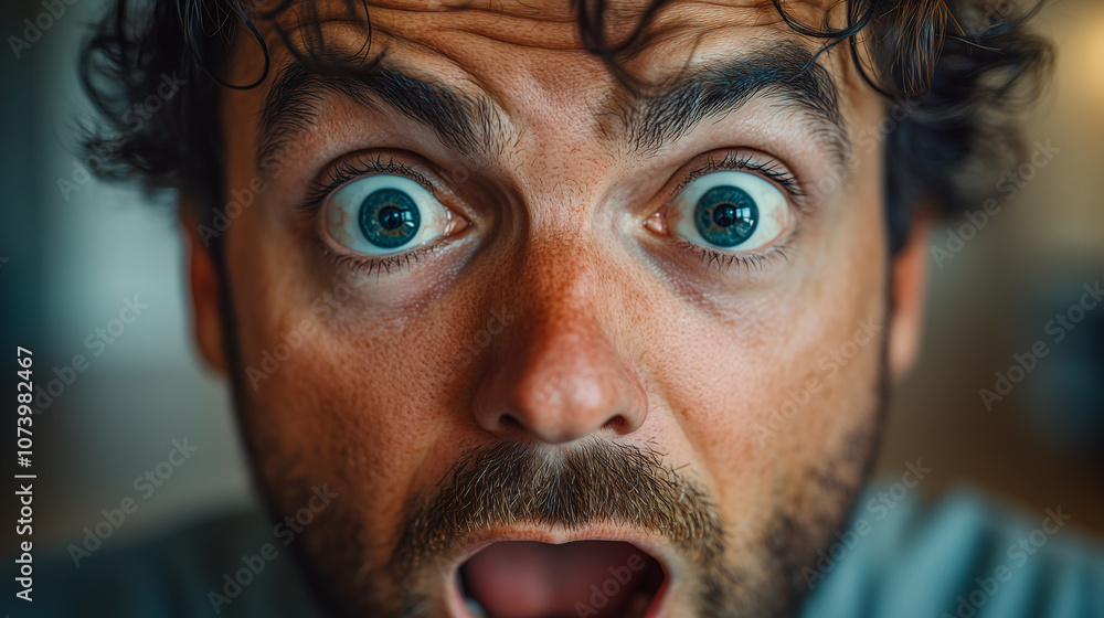 Closeup portrait of an amazed man with a surprised expression on his face Closeup portrait of an amazed man with a surprised expression on his face