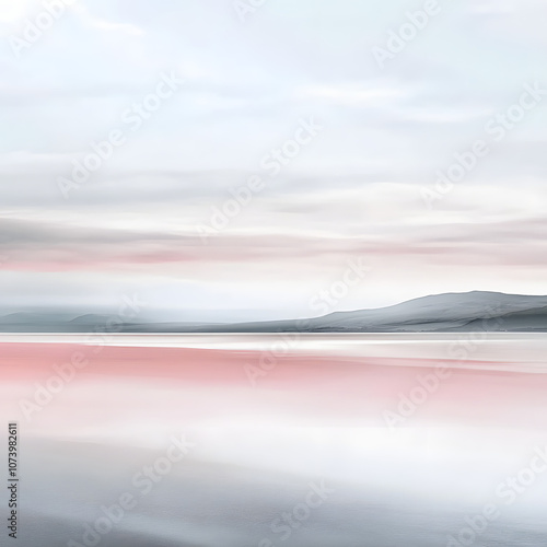 Tranquil Landscape Featuring Transcendent Pink Hues with Dusty Undertones for Peaceful Atmosphere