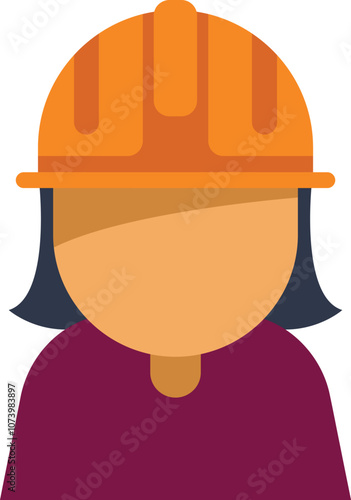 Faceless female construction worker wearing an orange hard hat avatar icon