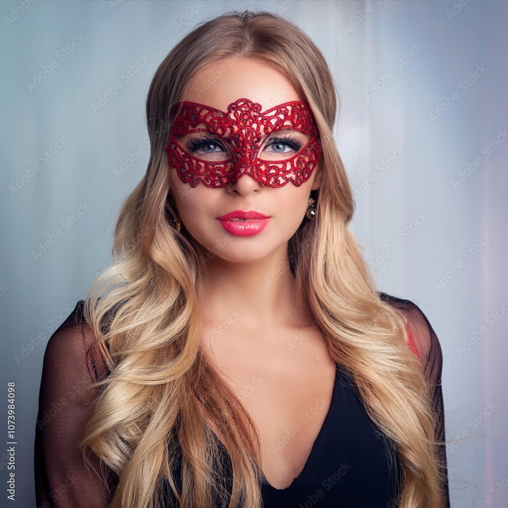 portrait of a beautiful young blond Caucasian woman wearing a ma portrait of a beautiful young blond Caucasian woman wearing a ma