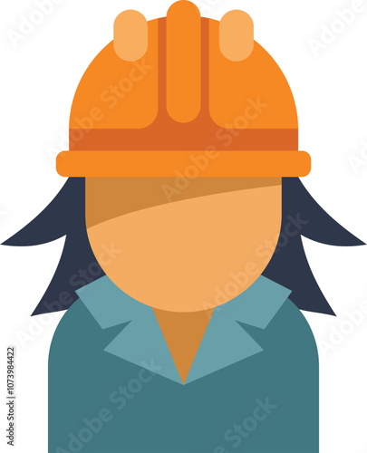 Faceless female construction worker wearing a hard hat and safety uniform