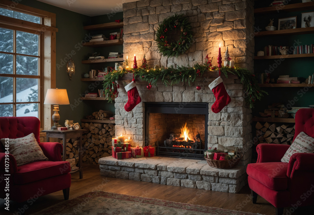 Christmas Stockings Hanging Over a Super Cozy Fireplace Christmas Stockings Hanging Over a Super Cozy Fireplace