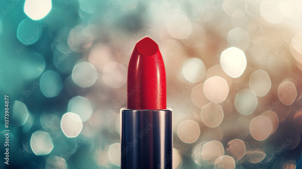 Red lipstick close-up on blurred background. Open red lipstick. Cosmetics. Beauty and makeup concept. Photo for cosmetics advertising. Colored lipstick for professional makeup. Makeup product Red lipstick close-up on blurred background. Open red lipstick. Cosmetics. Beauty and makeup concept. Photo for cosmetics advertising. Colored lipstick for professional makeup. Makeup product