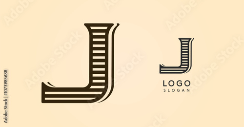 Vintage western letter J, country stylish old lettermark for retro bar logo, BBQ cafe, tattoo salon, saloon plaque, alcohol label. Vector illustration