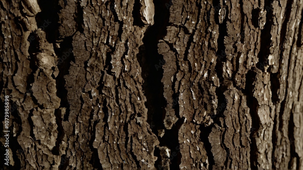 deeply fissured oak bark