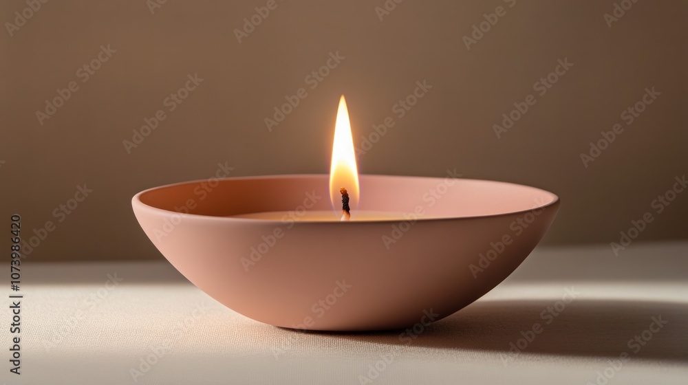 a candle flame in a pink pastel bowl, a candle flame in a pink pastel bowl,