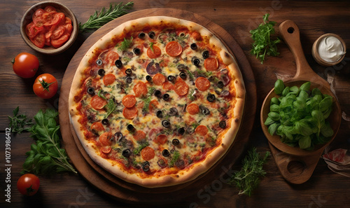 Wallpaper Mural Delicious pizza with juicy tomatoes and bubbling mozzarella Torontodigital.ca