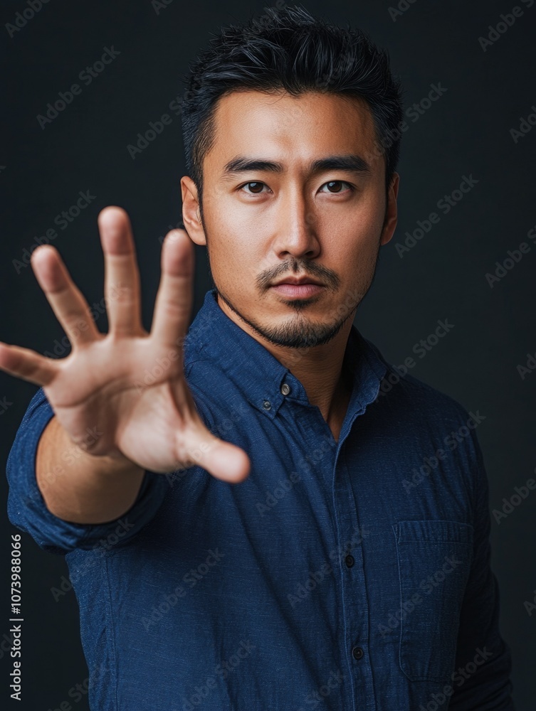 High-Energy Asian Man with a Smile, Posing for Portraiture High-Energy Asian Man with a Smile, Posing for Portraiture