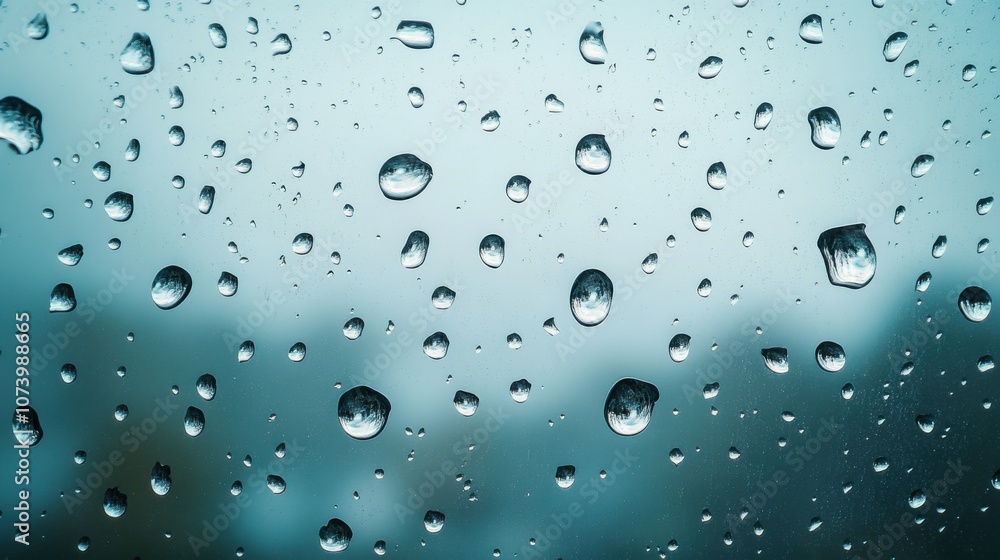 Close-up of raindrops on glass, creating a serene and calming atmosphere with a blurred background. Close-up of raindrops on glass, creating a serene and calming atmosphere with a blurred background.