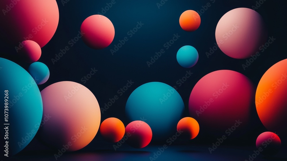 Gradient Spheres in Vibrant Colors on Dark Background Gradient Spheres in Vibrant Colors on Dark Background