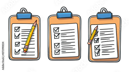 Obraz na płótnie Collection of Cartoon-Style Clipboards Featuring Checklists Generative AI w salonie