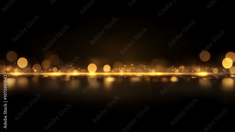 Golden bokeh lights on a black background Golden bokeh lights on a black background
