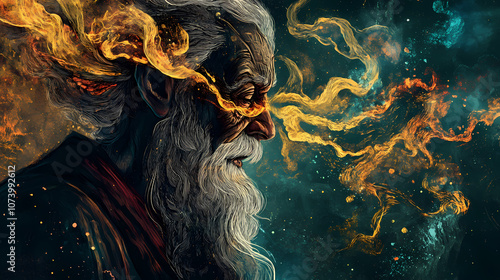 A wise and venerable sage, possessing profound knowledge of history and arcane arts. - generative ai. Arcane. Illustration