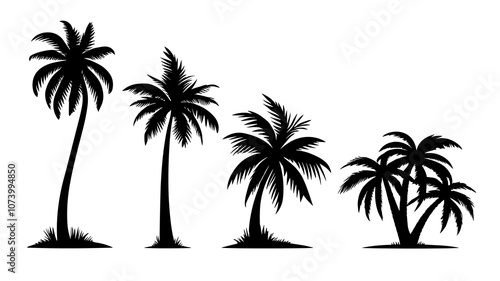 Palm tree black coconut icon. Palmetto beach black summer palm tree hawaii vector icon.