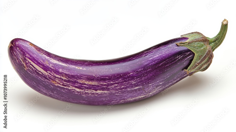 Isolated eggplant on white, with rich color tones and smooth texture, perfect for fresh food marketing campaigns Isolated eggplant on white, with rich color tones and smooth texture, perfect for fresh food marketing campaigns