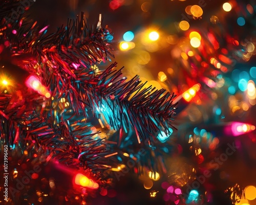 Wallpaper Mural Christmas tinsel with vibrant colors, soft glow, cozy home atmosphere Torontodigital.ca