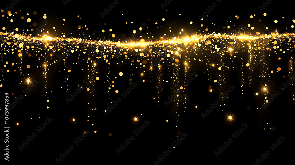 Abstract golden light stripes background with lines and glowing dots on a black background Abstract golden light stripes background with lines and glowing dots on a black background