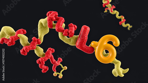 Interleukin 6 (IL-6) cytokine and myokine protein. 3D Illustration. photo