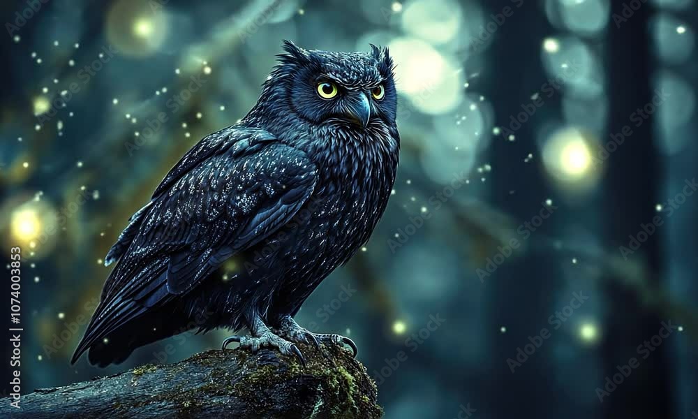 Black Owl in a Forest Black Owl in a Forest