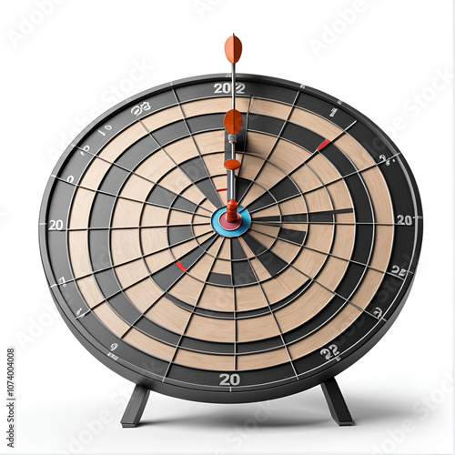 Target shot opportunity dartboard performance how accurate can it be win looser miss fail flunk throw loss failure score on white background competition archery isolated 3d illustration photo