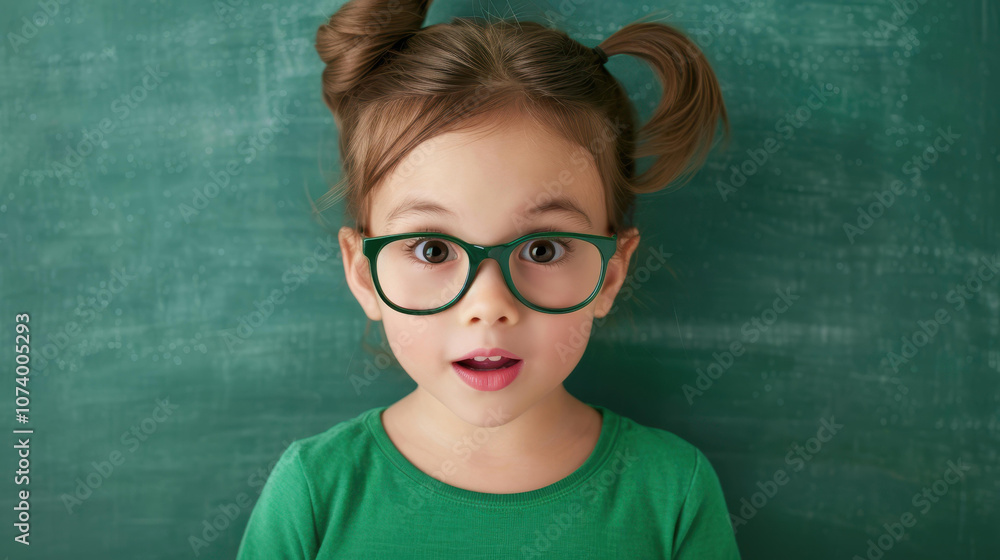 A young child stands proudly at a chalkboard, embodying a teacher while wearing glasses, ready to inspire and educate. A young child stands proudly at a chalkboard, embodying a teacher while wearing glasses, ready to inspire and educate.