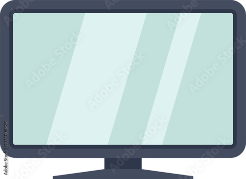 Modern tv set is displaying a blank screen with a greenish tone