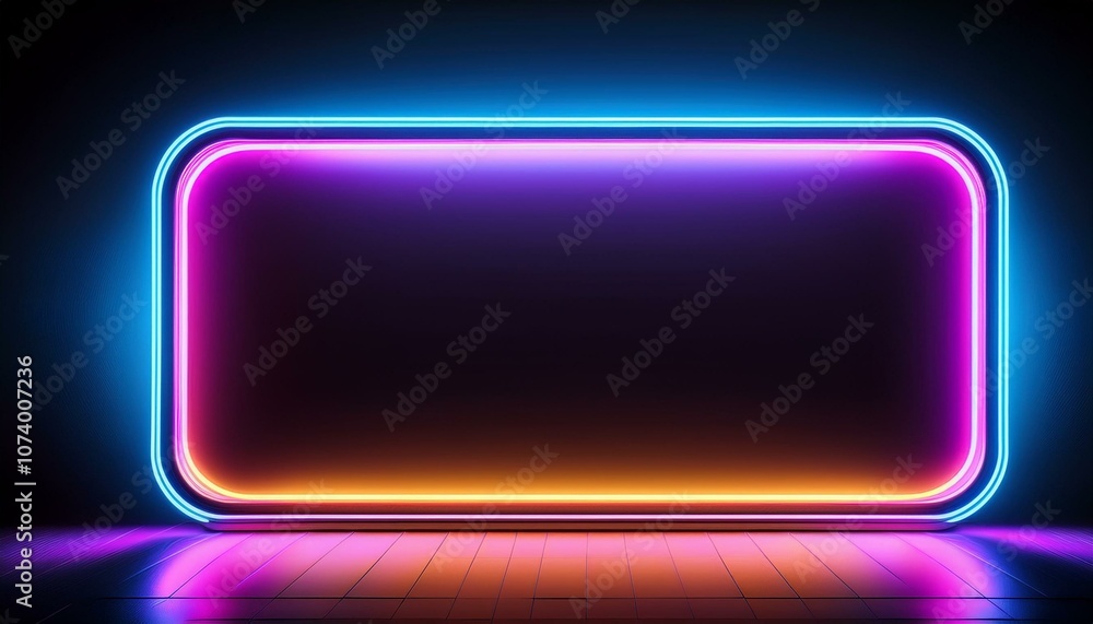 Neon light frame on a dark background Neon light frame on a dark background