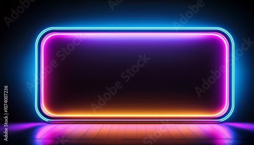 Neon light frame on a dark background