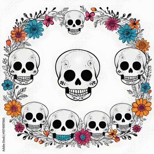 Cute skull border