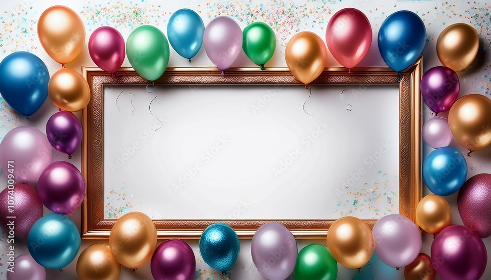 Colorful balloons frame a blank space. Colorful balloons frame a blank space.