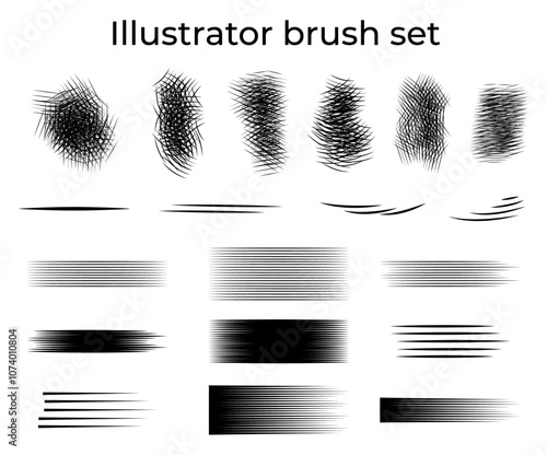 Illustrator hatching brush set. Vector hatching brush collection