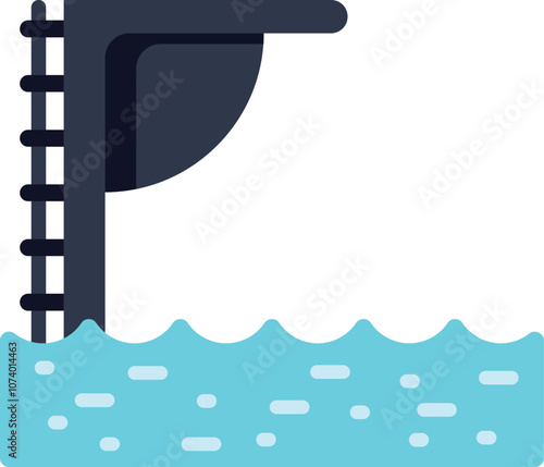 Minimalist illustration featuring a diving board over water, evoking a sense of anticipation and summer fun